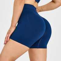 EffortlessLift™ Seamless Shorts with White Logo | Midnight