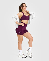 EffortlessLift™ Seamless Shorts with White Logo | Ripe Fig