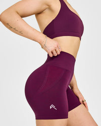 EffortlessLift™ Seamless Shorts with White Logo | Ripe Fig