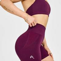 EffortlessLift™ Seamless Shorts with White Logo | Ripe Fig