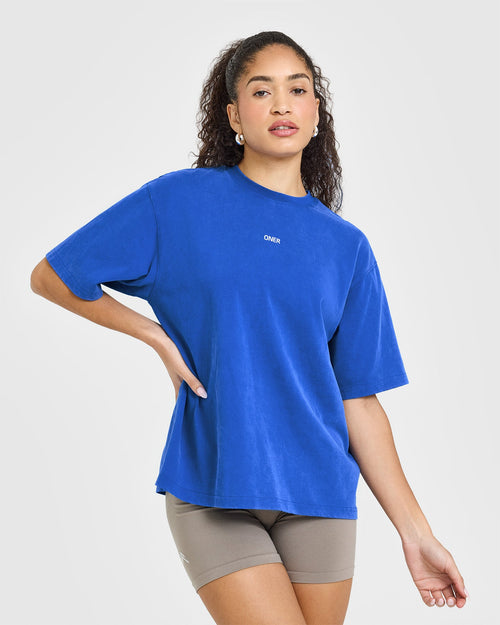 Oner Modal Raising The Bar Oversized Washed T-Shirt | Cobalt Blue