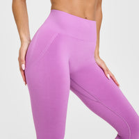 EffortlessLift™ Seamless Leggings with White Logo | Orchid Purple