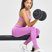 EffortlessLift™ Seamless Leggings with White Logo | Orchid Purple