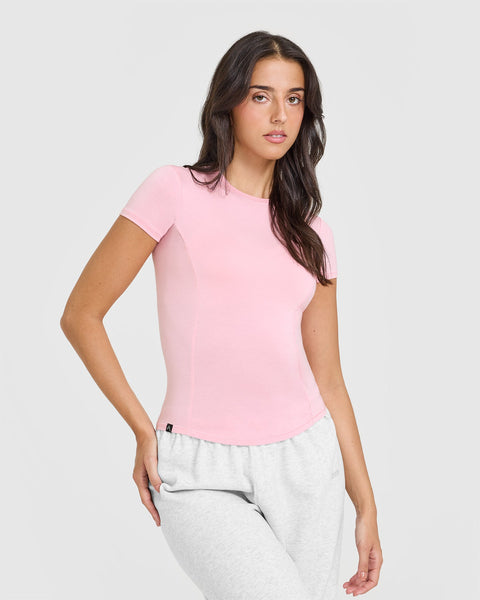 Short Pink Sleeve Tee Fits up to a size Small