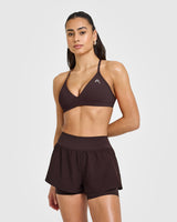 EasyLift™ Ultra Minimal V Neck Bralette with White Logo | Plum Brown
