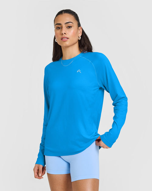 Oner Modal Go To Seamless Loose Long Sleeve Top | Tropical Blue