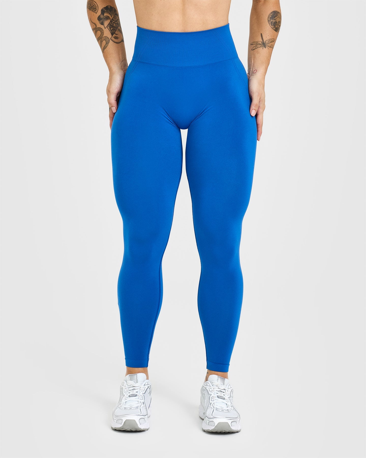 EffortlessLift™ Seamless Leggings with White Logo | Oasis Blue