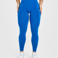 EffortlessLift™ Seamless Leggings with White Logo | Oasis Blue