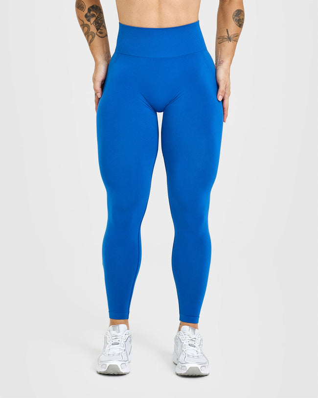 EffortlessLift™ Seamless Leggings with White Logo | Oasis Blue
