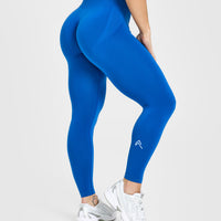 EffortlessLift™ Seamless Leggings with White Logo | Oasis Blue