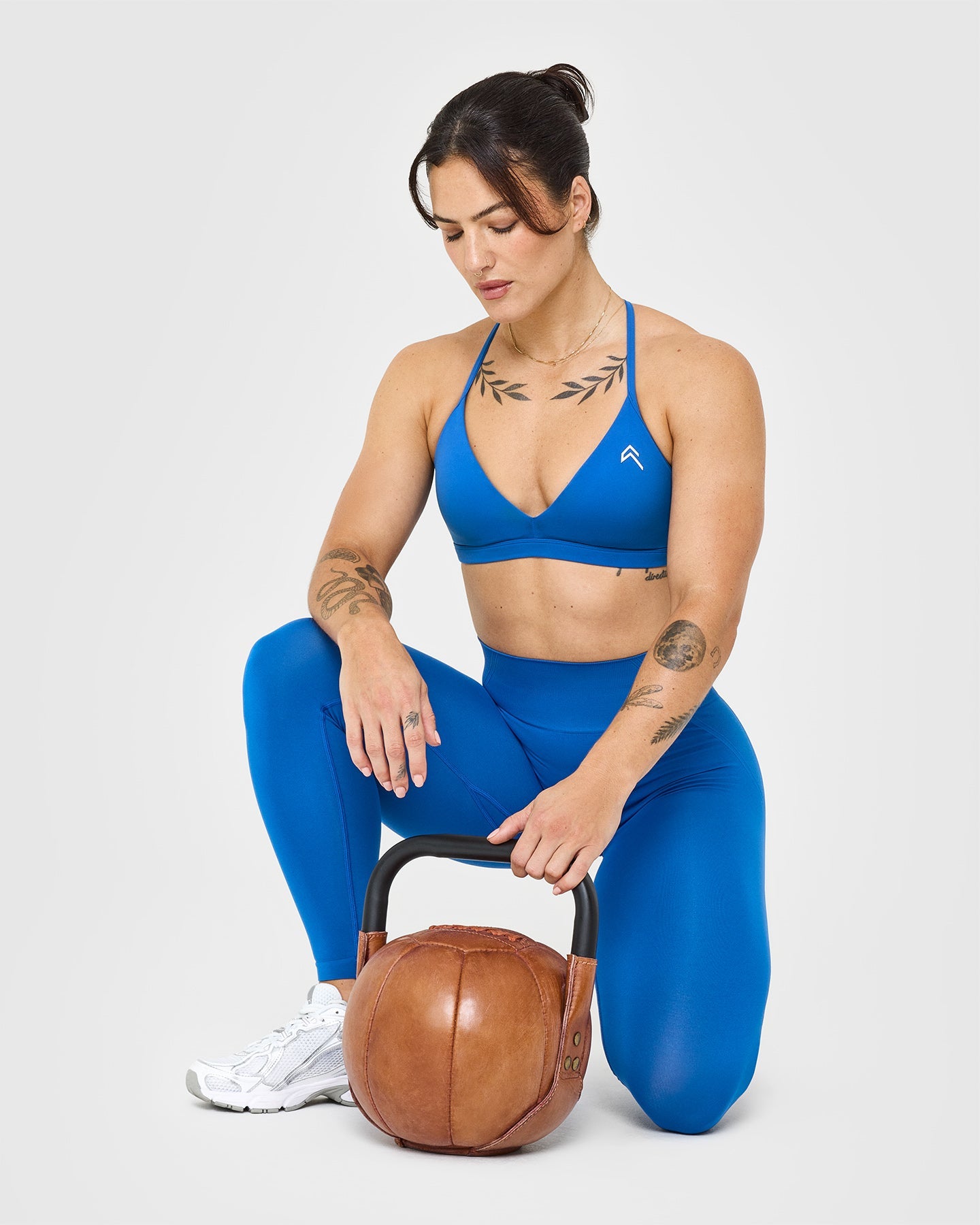 EffortlessLift™ Seamless Leggings with White Logo | Oasis Blue