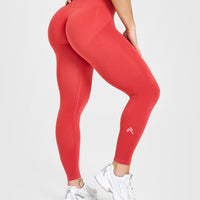 EffortlessLift™ Seamless Leggings with White Logo | Sweet Red