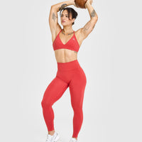 EffortlessLift™ Seamless Leggings with White Logo | Sweet Red