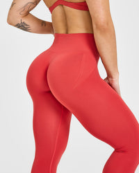 EffortlessLift™ Seamless Leggings with White Logo | Sweet Red