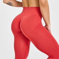 EffortlessLift™ Seamless Leggings with White Logo | Sweet Red
