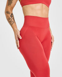EffortlessLift™ Seamless Leggings with White Logo | Sweet Red