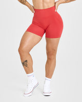 Effortless Seamless Shorts with White Logo | Sweet Red
