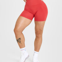 EffortlessLift™ Seamless Shorts with White Logo | Sweet Red