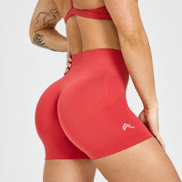 EffortlessLift™ Seamless Shorts with White Logo | Sweet Red