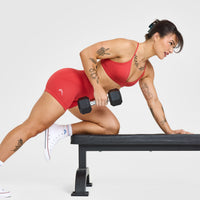 EffortlessLift™ Seamless Shorts with White Logo | Sweet Red