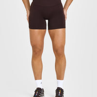 EffortlessLift™ Seamless Shorts with White Logo | Plum Brown