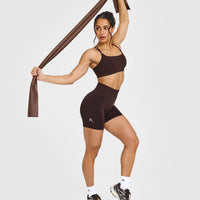 EffortlessLift™ Seamless Shorts with White Logo | Plum Brown