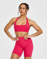 EasyLift™ Halter Bralette with White Logo | Berry Bloom