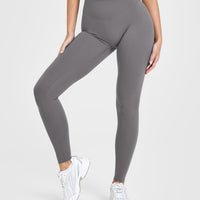 SoftMotion™ Leggings with White Logo | Ash Gray