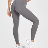 SoftMotion™ Leggings with White Logo | Ash Gray