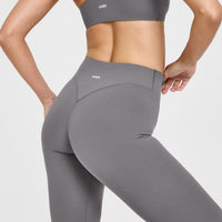SoftMotion™ Leggings with White Logo | Ash Gray