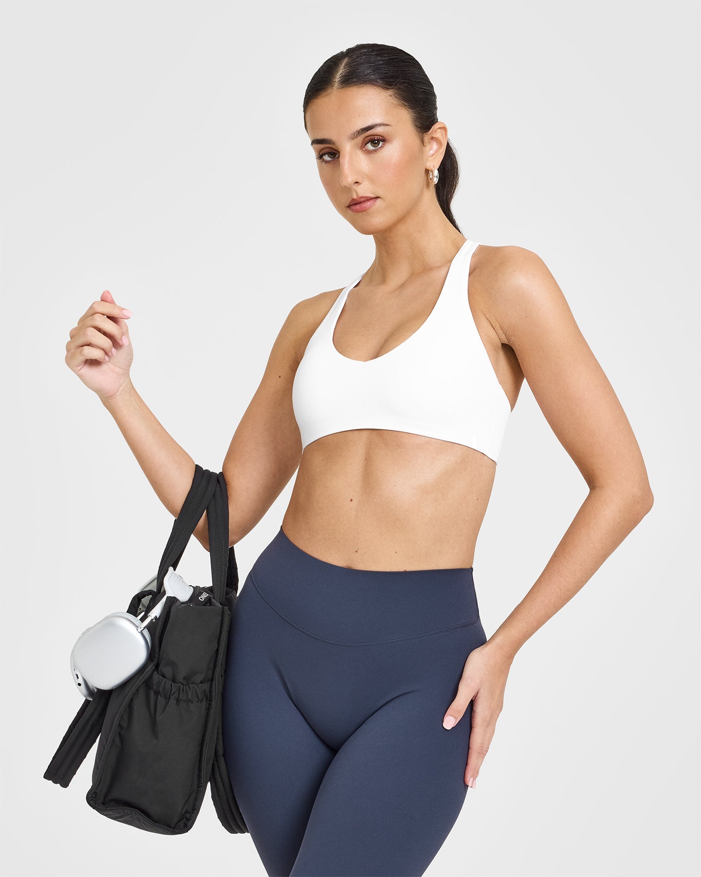 SoftMotion™ Leggings with White Logo | True Blue