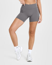 SoftMotion™ Shorts 6" with White Logo | Ash Gray