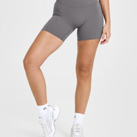 SoftMotion™ Shorts 6" with White Logo | Ash Gray