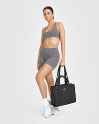 SoftMotion™ Shorts 6" with White Logo | Ash Gray