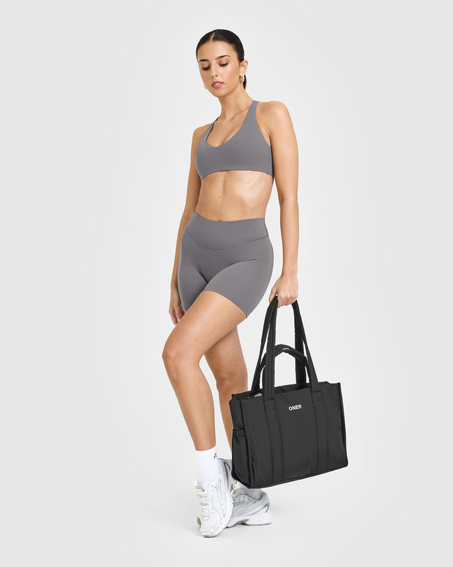 SoftMotion™ Shorts 6" with White Logo | Ash Gray
