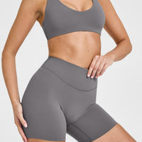 SoftMotion™ Shorts 6" with White Logo | Ash Gray