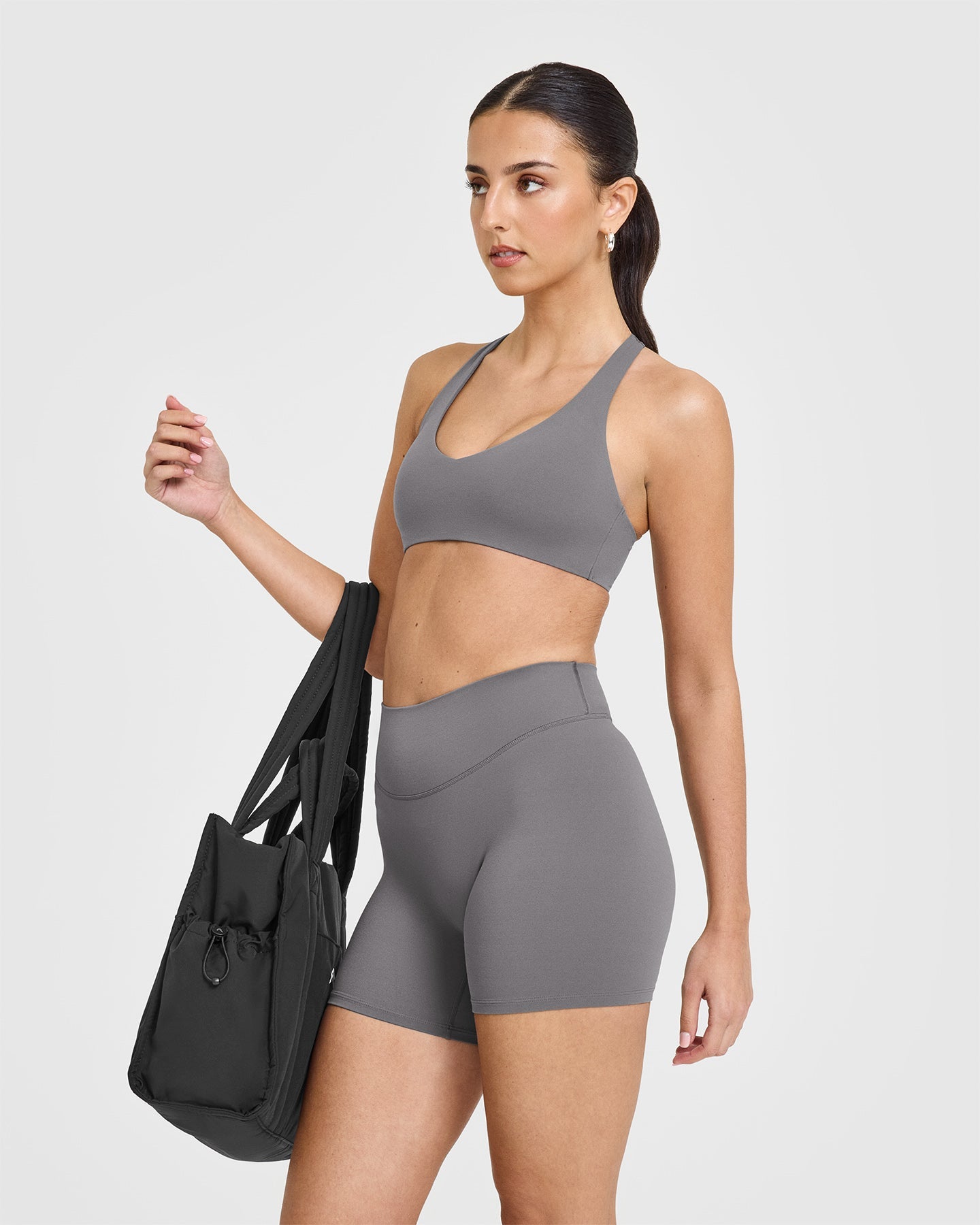SoftMotion™ Shorts 6" with White Logo | Ash Gray
