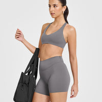 SoftMotion™ Shorts 6" with White Logo | Ash Gray