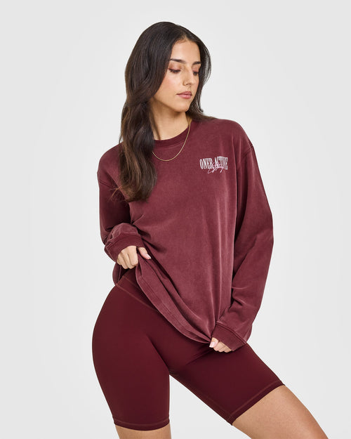 Oner Modal Oner Graphic Washed Long Sleeve Top | Rosewood