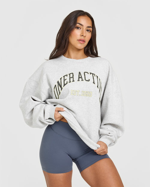 Oner Modal Foundations Oversized Sweatshirt With Large Printed Graphic | Light Grey Marl