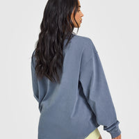 Oner Graphic Washed Long Sleeve Top | Granite Blue