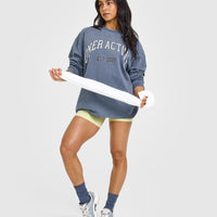 Oner Graphic Washed Long Sleeve Top | Granite Blue