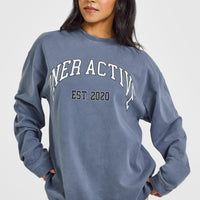 Oner Graphic Washed Long Sleeve Top | Granite Blue