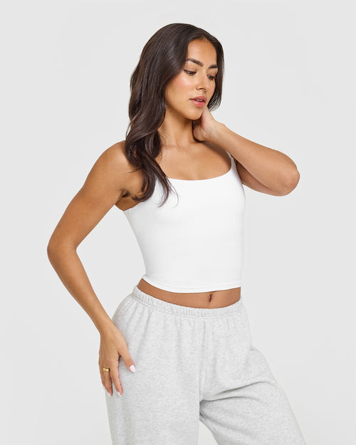 Oner Modal SoftMotion™ Strappy Mid Vest with Built in Bra Shelf | White