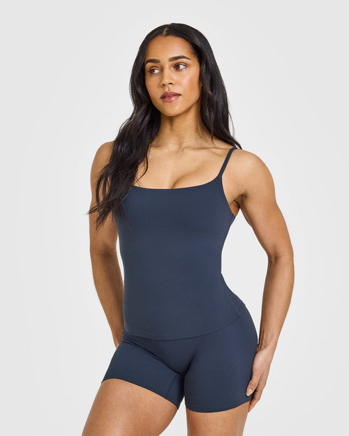 Oner Modal SoftMotion™ Strappy Vest with Built in Bra Shelf | True Blue