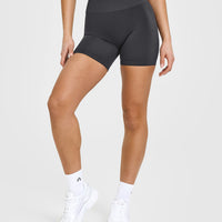 EffortlessLift™ Seamless Shorts with White Logo | Coal