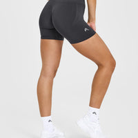 EffortlessLift™ Seamless Shorts with White Logo | Coal