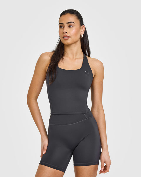 Women's Square Neck Tee - Mid Length- Coal | Oner Active US Women's Square Neck Tee - Mid Length- Coal | Oner Active US