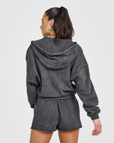 Raw Lounge Oversized Zip Hoodie | Coal
