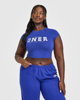 Cotton Baby T-Shirt with Printed Logo | Space Blue